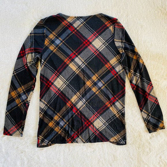 Maurices 24/7 Plaid Keyhole Twist-Knot Sweater Size Medium - Picture 5 of 8